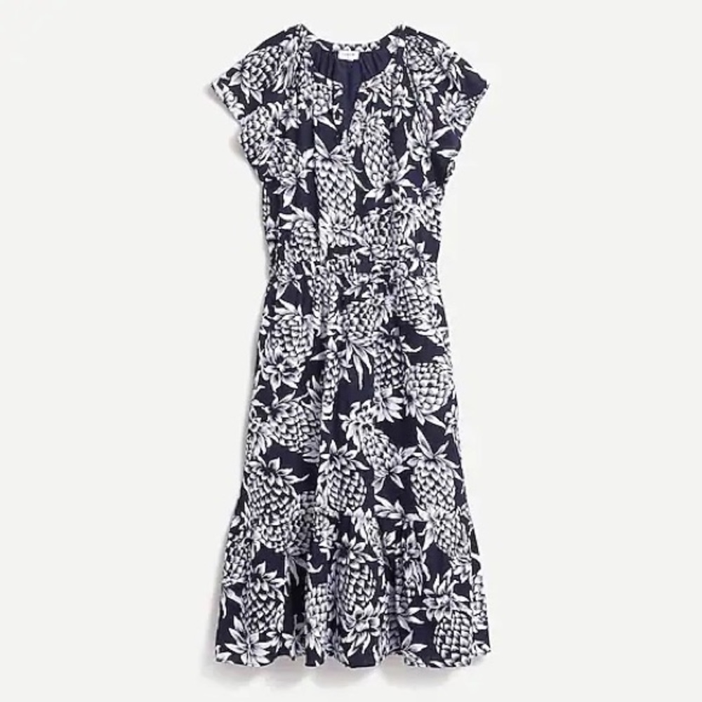 J. Crew Sleeveless Pineapple Summer Dress - Black and White